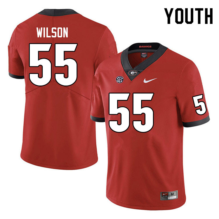 Georgia Bulldogs Youth Jared Wilson #55 Red Stitched College UGA Football Jersey 23AR011JB